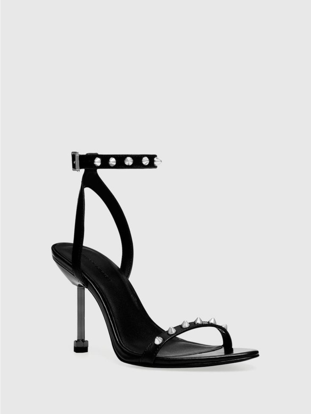 Rebecca Minkoff Black Studded Ankle-Strap Stiletto Sandal